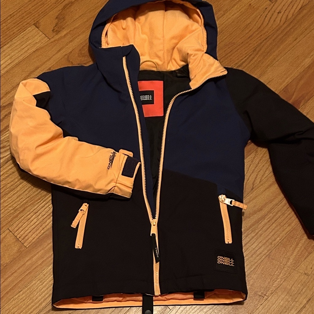 Kids O'Neill Black and Orange Zip-Up ski/snowboard Jacket size 6x